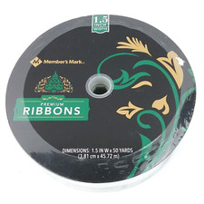 Member's Mark Premium Ribbon Silver Wired Edged 50 Yards 1.5 inches Wide