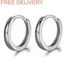 Gorgeous Men Women Solid 925 Sterling Silver Small Huggie Hoop Earrings