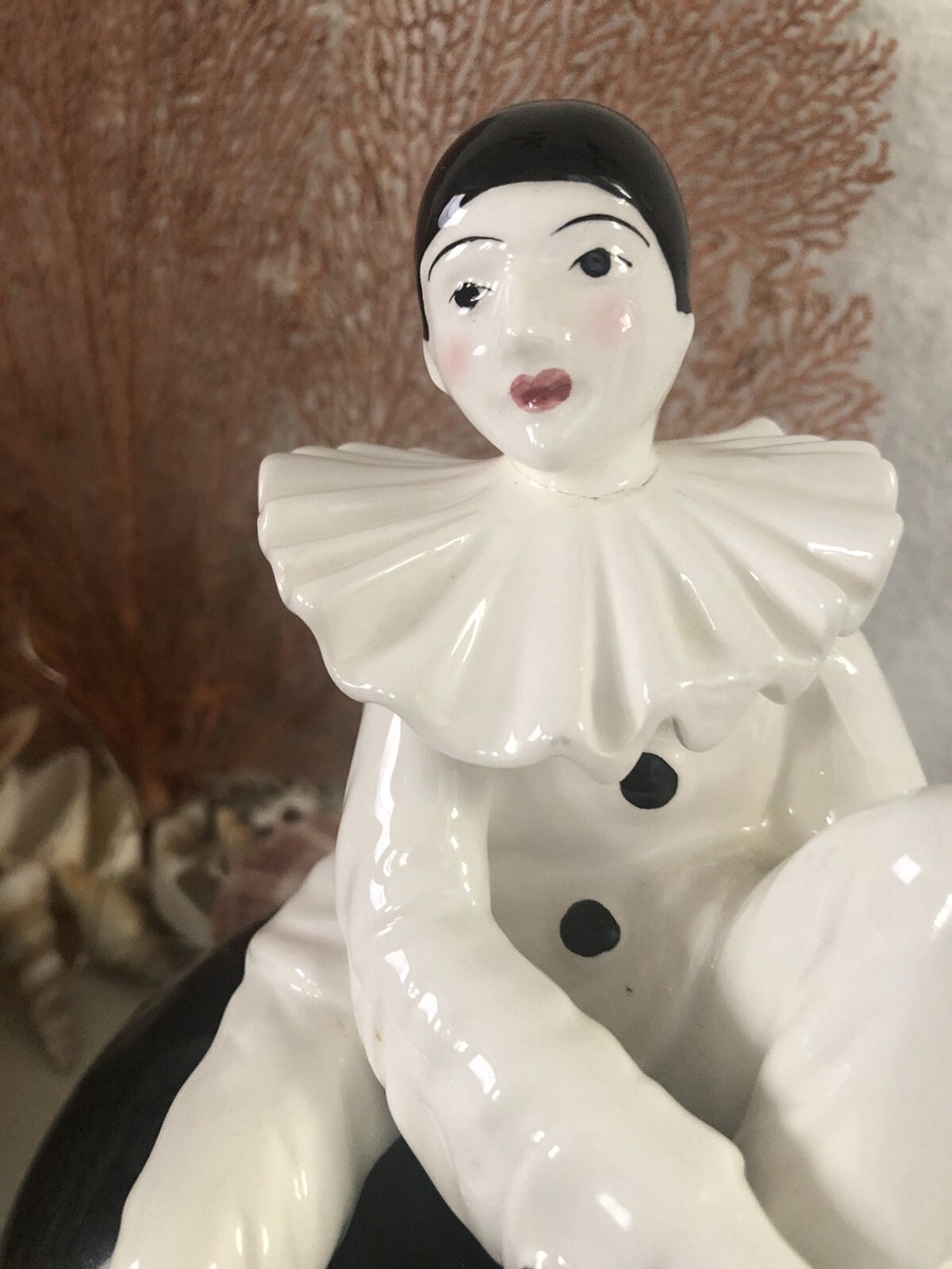 PIERROT Arlequin グッズセット Vintage Harlequin Pierrot Porcelain Doll Set With Stand