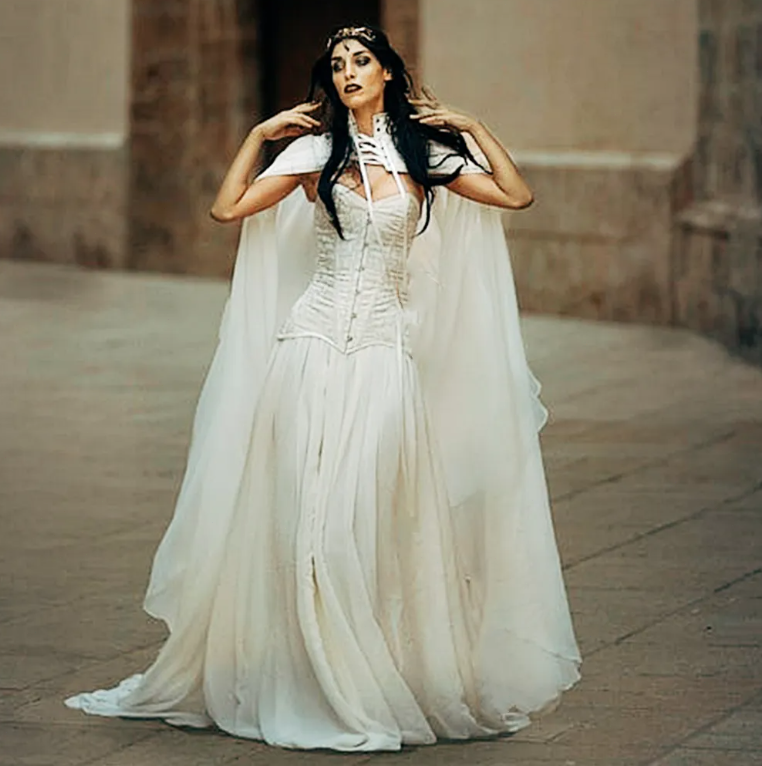 Royal Edwardian Era Wedding Dresses Medieval A-Line Wedding