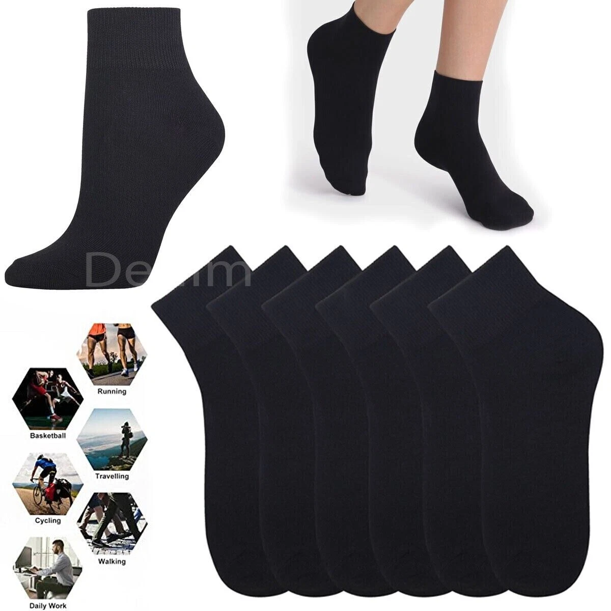 24 Pairs Men Women Ankle Quarter Low Cut Sports Solid Plain Stretchy Socks 6-13
Opens in a new windo