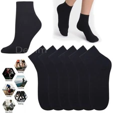 24 Pairs Men Women Ankle Quarter Low Cut Sports Solid Plain Stretchy Socks 6-13