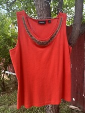 Avenue Beaded Orange Soft 100% Cotton Tank Top Plus Size Y2K Summer Boho Fairy
