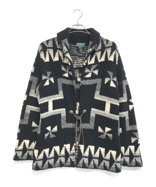 M Lauren Ralph Native Pattern Hand Knit Shawl Col… - image 1