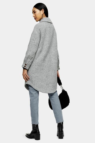 Topshop Grey Marl Brushed Shacket UK Sizes 4_6_8_10_12_14_16 - Picture 4 of 4