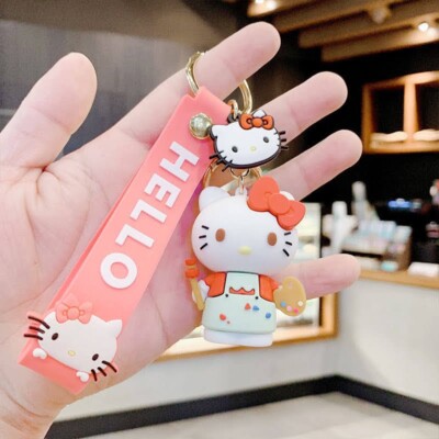3D Hello Kitty Figure Uniform Painter Keychain Lanyard Kawaii Cute Professions
