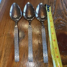 Vintage Oneida ISABELLA Serving Spoon Set of 3 Stainless Steel MCM 1971 Flatware