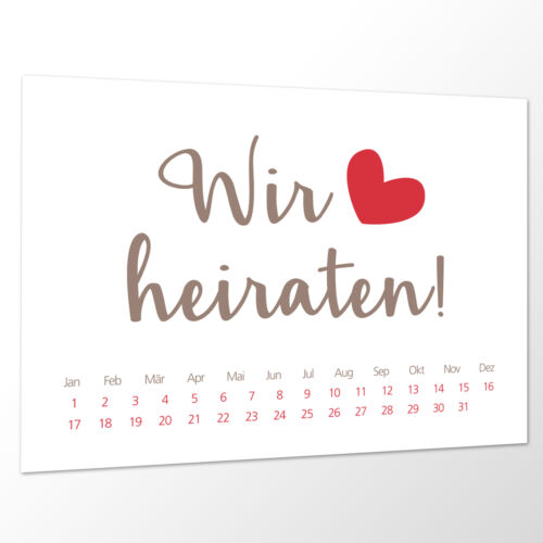 10x Save the Date Karte Wir heiraten taupe rot Hochzeit Vorankündigung Postkarte - Bild 2 von 3