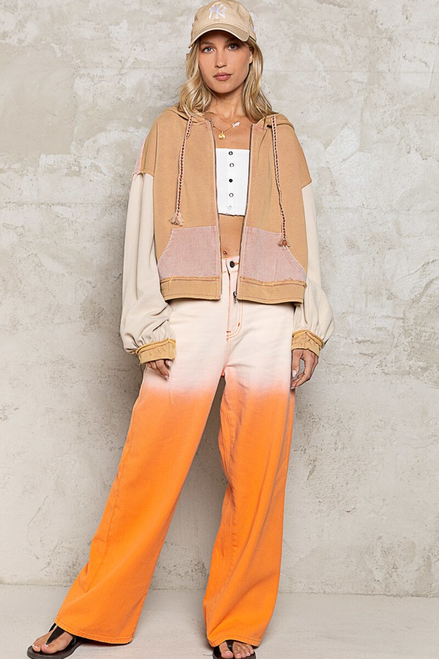 POL Clothing French Terry Knit Hoodie Jacket in Cocoa Caramel eBay