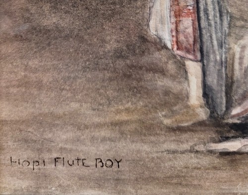 Warren Eliphalet Rollins -Hopi Indian playing the Flute-Oil painting-c1910s - Picture 6 of 9