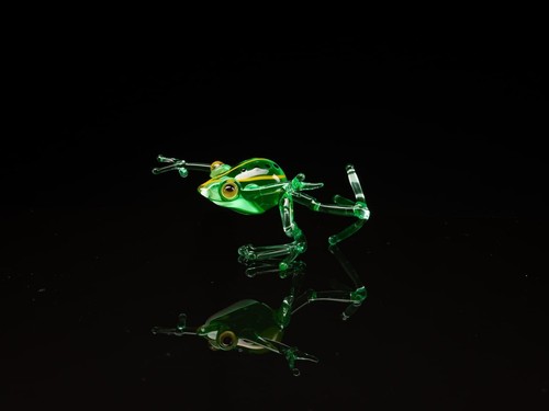 Statuina rana in vetro uranio Glow in the Dark - rospo in vetro verde miniatura - Foto 5 di 5