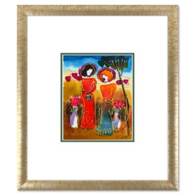 Moshe Leider, Framed Original Mixed Media Watercolor Painting, Hand Signed