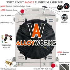 3 Rows Aluminum Radiator+Shroud Fan For 1932 FORD High Boy Chevy V8 Street Rod
