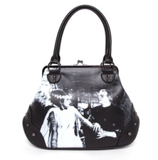 Rock Rebel Bride Of Frankenstein We Belong Dead Kiss Lock  Black Handbag