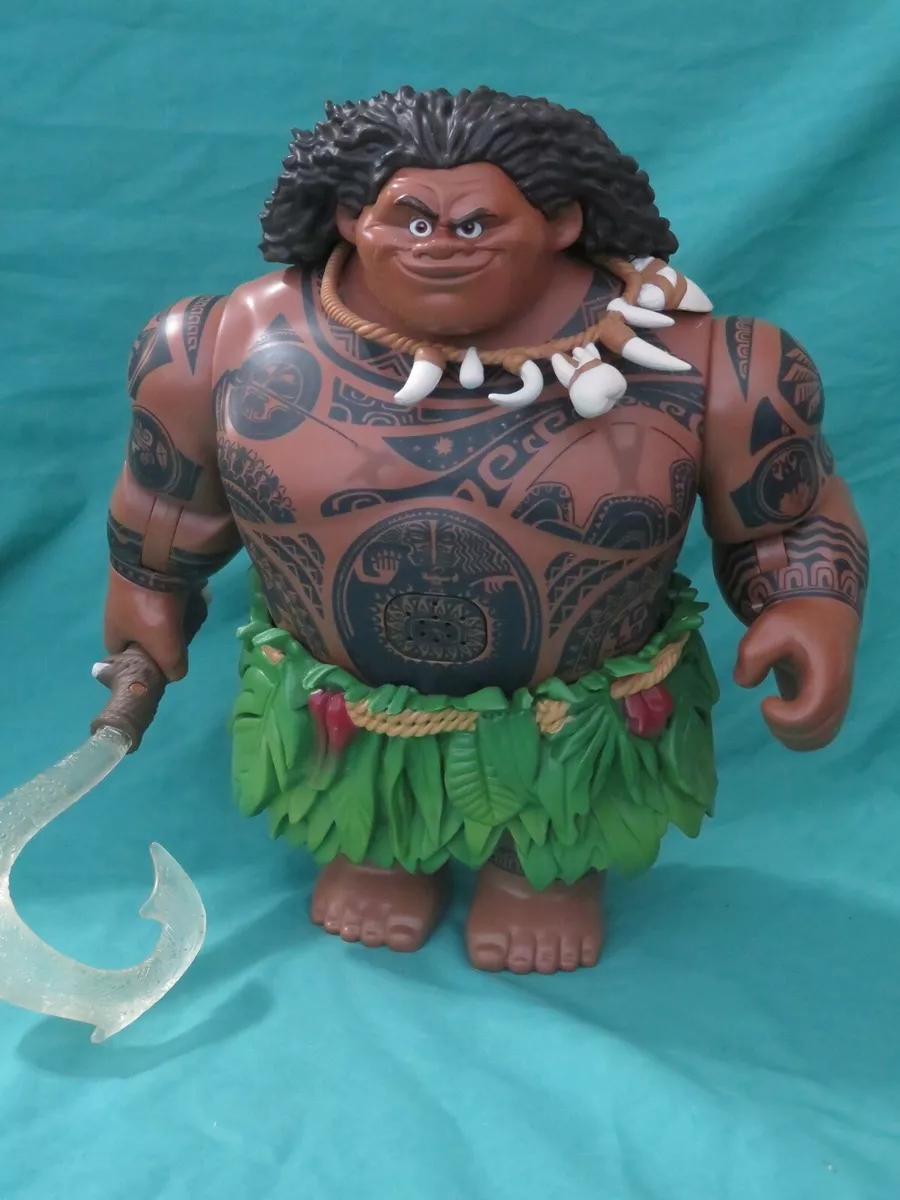 Disney Store MAUI Talking Action Figure Moana Hidden Tattoos, Light-Up  Fishhook