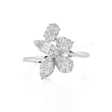 Naturale H / Si Baguette Anello Diamante 18k Bianco Solid Oro Fidanzamento