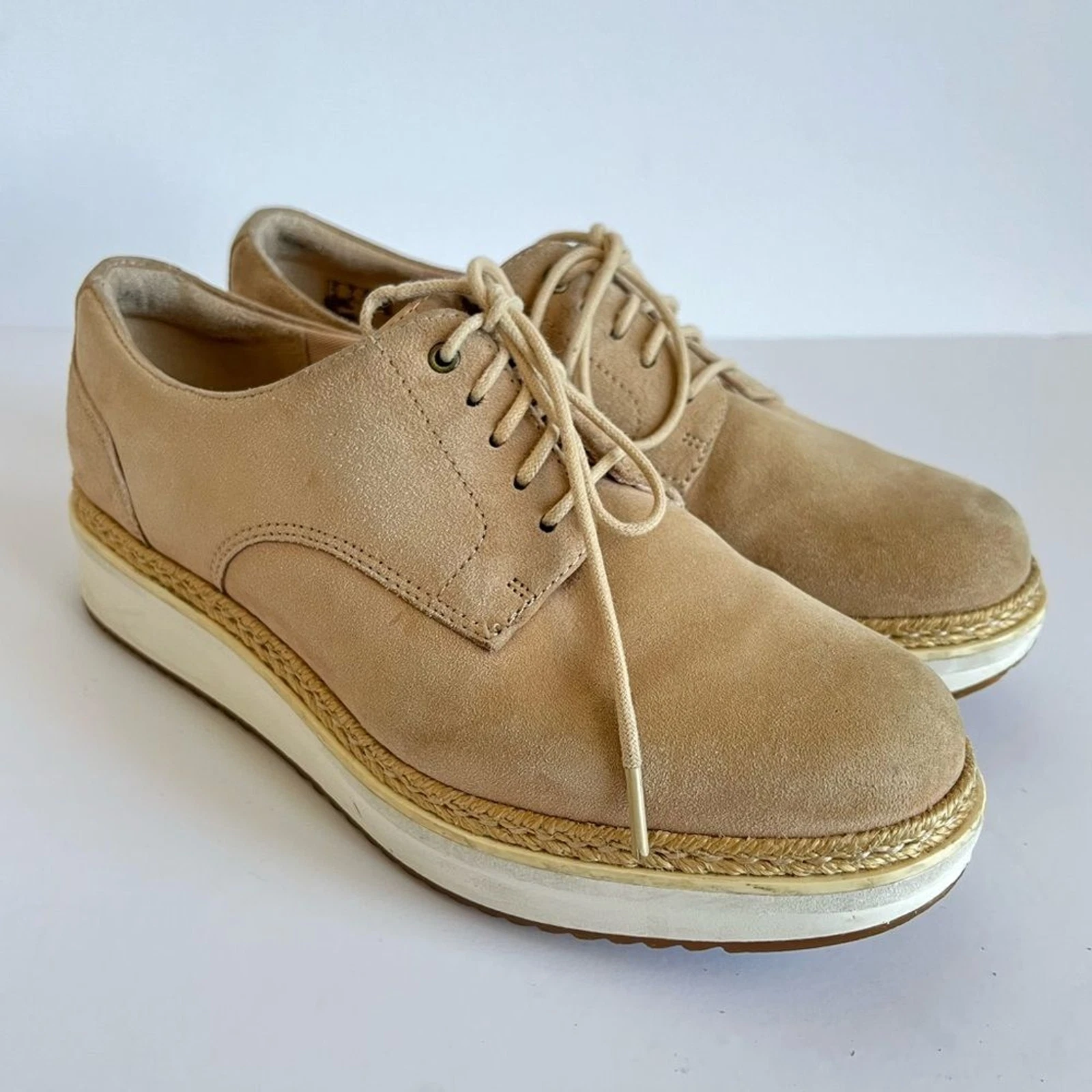 Sneakers Clarks Artisan marrone pelle scamosciata Oxford stringate plateau taglia 7M