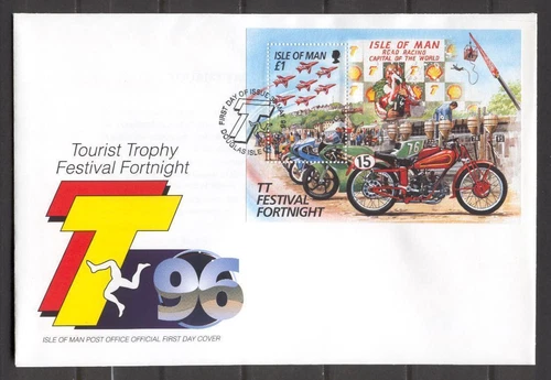 FDC E15 Isle of Man 1996 Block Tourist Trophy Motorcycles