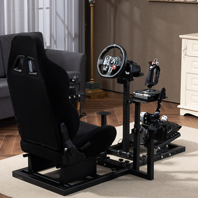 Hottoby Flight Racing Simulator Cockpit with Seat Fit Fanatec Logitech G920 GPRO