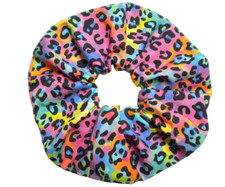 CHEETAH BEAR SCRUNCHIE HAIR TIE 100 COTTON USA JUMBO RAINBOW LEOPARD