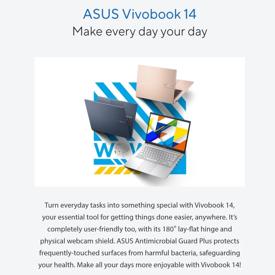 2024 ASUS Vivobook 14" FHD Laptop, 6-Core Intel i3-1215U, Upto 40GB RAM& 2TB SSD - Image 3 of 4