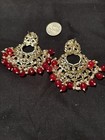 YASHI BOLLYWOOD PIERCED EARRINGS BEADS GOLD TONE LOVELY EUC — photo 2