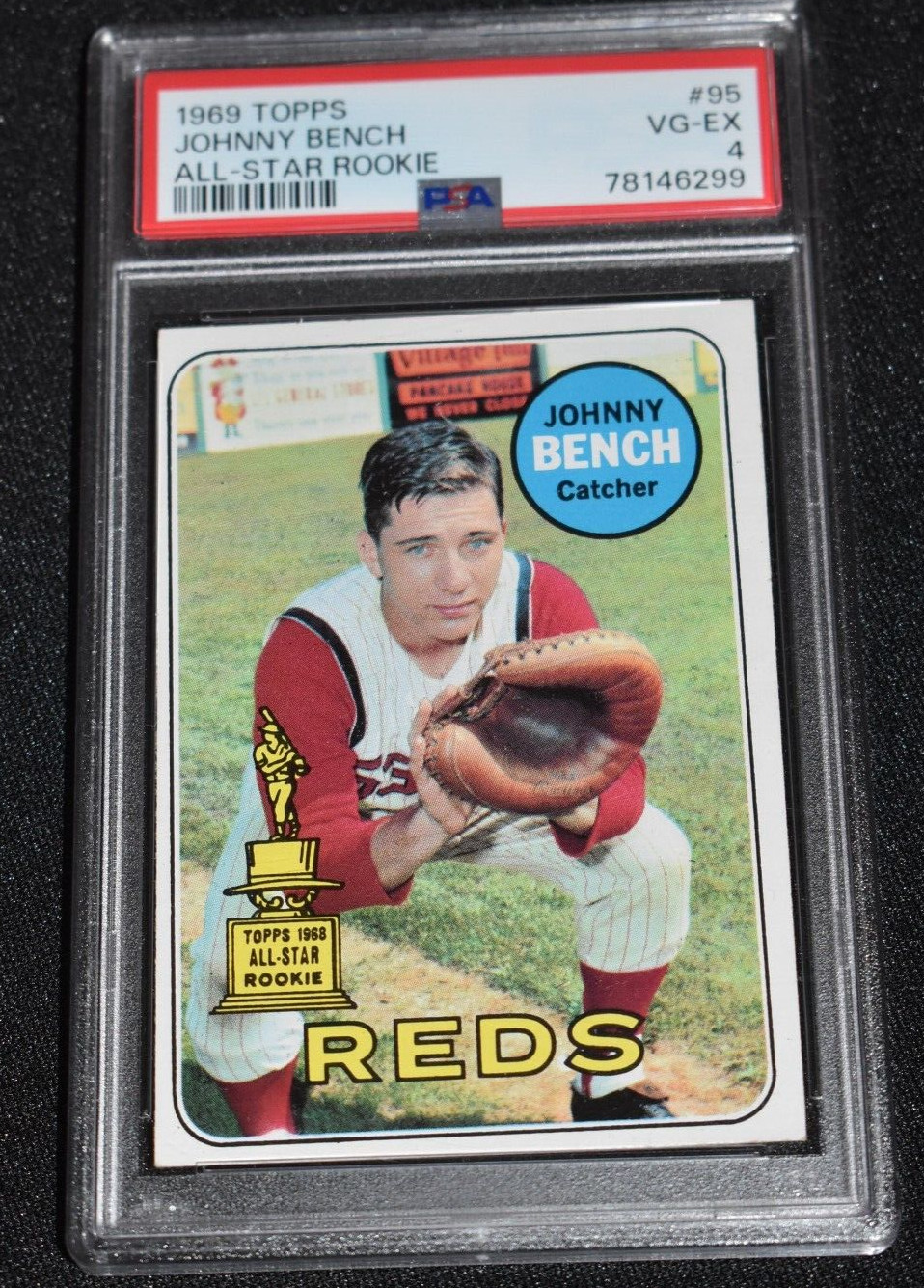 1969 Topps JOHNNY BENCH 2nd Card HOF #95 PSA 4 VG-EX BASEBALL Card AS RC REDS