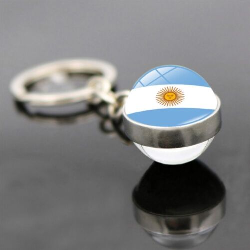 Countries Flag Keychain Europe Glass Ball Pendant Keyring  Football Cup - Picture 1 of 15