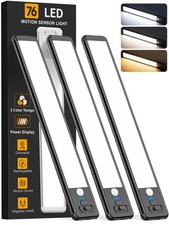 Under Cabinet Lighting Wireless, 10inch Motion Sensor Light, 3Pack-Black