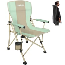 Camping Chair with Padded Hard Armrest, Sturdy Folding Camp Chair with Cup Ho...