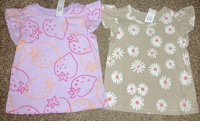 NEW With Tags Baby Gap Girl's (2) Flutter Sleeve Tops/T-Shirts Size 3T/3Yrs