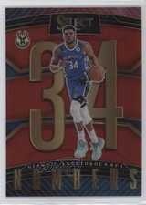 2022-23 Panini Select Select Numbers Red Prizm Giannis Antetokounmpo #9 1b03