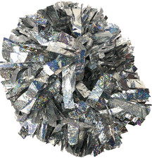 Handlebar Pom Poms for Cheerleading Costume Sports Fans Games Silver Sparkle Set
