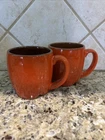 Vintage Frankoma Pottery C6 Plainsman Flame Red Coffee Mug Set of 2 Retro