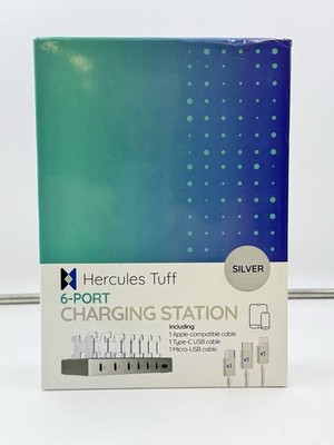 Hercules Tuff Multi-Device Charging Station 6 USB Fast Ports And 3 USB Cables