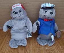 Lot of 2 1997/98 Collectible Coca Cola Seals Bean bag Plush Style0107,0170 w/tag