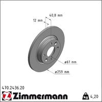 2X Zimmermann 470.2436.20 Bremsscheibe FüR Dacia Smart Renault Twingo Logan C06