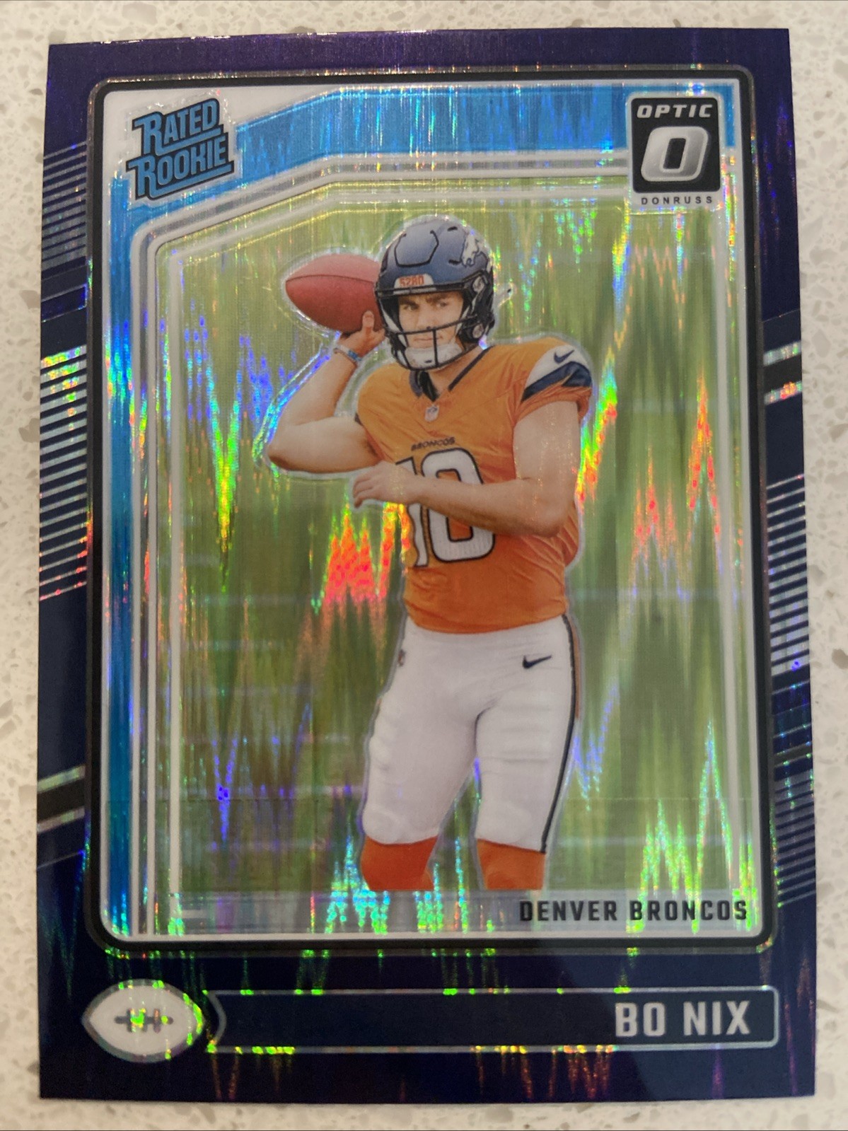 2024 Panini Donruss Optic Rated Rookie Bo Nix #209 Purple Shock Prizm RC