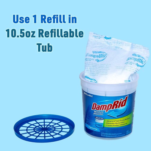 DampRid 10.5 oz Fragrance Free Absorber Easy Fill Refill oz, Blue/White - Picture 5 of 8