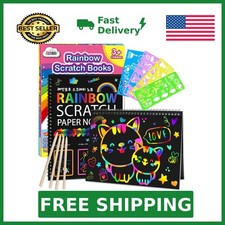 ZMLM Scratch Paper Art-Crafts Gift: 2 Pack Rainbow Notebooks Supplies Toys  ...