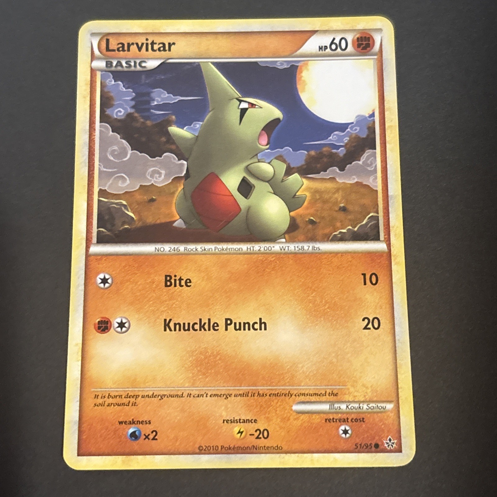 Larvitar 51/95 Regular HGSS Unleashed Common Pokemon TCG NM 2010