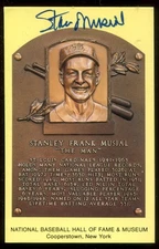 Stan Musial Signed Hall Of Fame Plaque Postcard James Spence Jr COA Cardinals