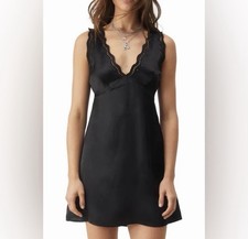 Nasty Gal Black Lace Sleeveless Full Slip Dress Women's Regular Size US 0