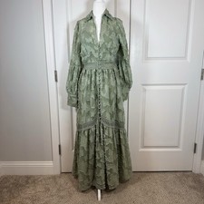 ASOS Design Sage Green Floral Lace Maxi Dress Boho Romantic Victorian US 8 