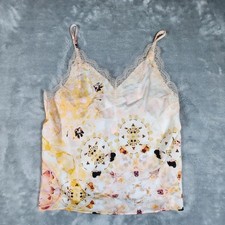 Victorias Secret Lace Trim Camisole Pajama Top Small Floral Satin Straps