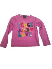 Mini Boden Girls LS Shirt Pink with Peace and Love Appliqu  Size5-6yr GUC