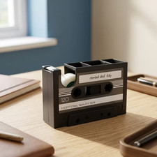 Cassette Tape Dispenser Retro Desk Organizer, Pen Holder.