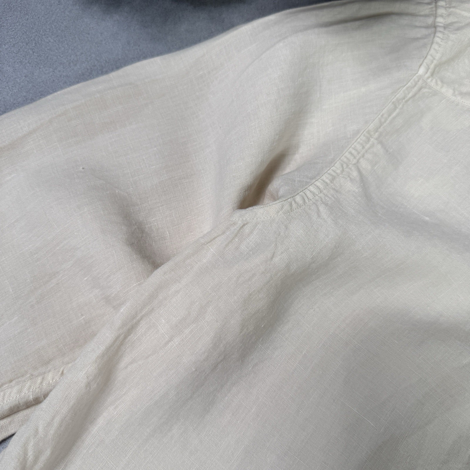 Toast Loop Button Linen Button Up Shirt Beige Size L