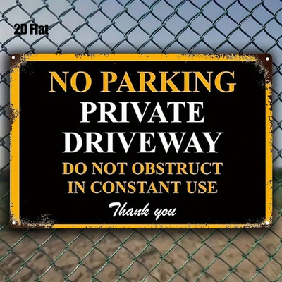 #ad Private Driveway No Obstruction Metal Sign Retro Residential Property Wall Art $10.15