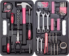 Cartman 148Piece Tool Set General Household Hand Tool Kit with Toolbox Pink